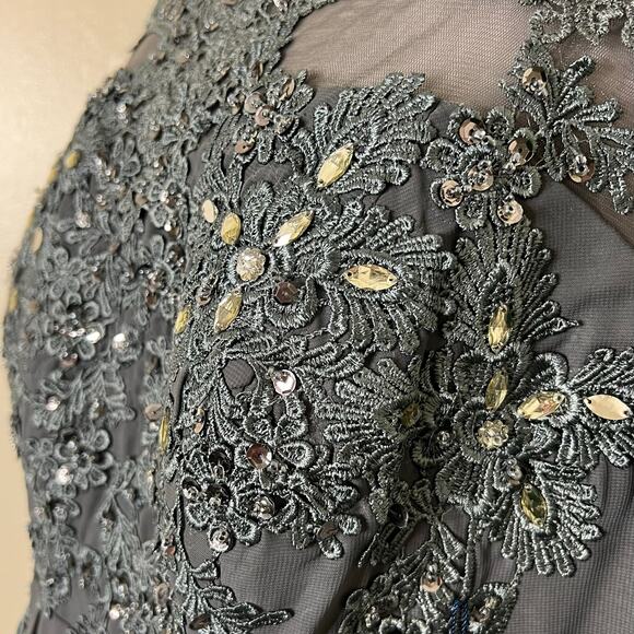 Gray Flutter Sleeve Maxi Gown for Weddings - Picture 7 of 11